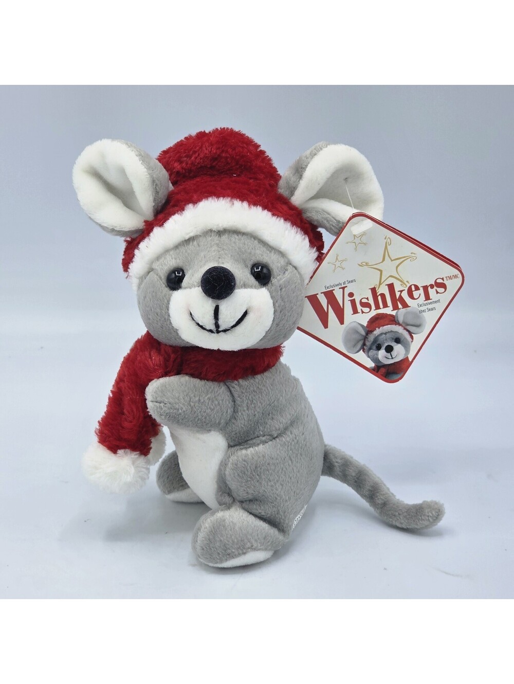 Sears Christmas Beanbag Plush - 2001 Wishkers Gray Mouse 7" With Tags